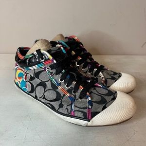 Vintage Coach Zoe Multicolor Signature Logo Lace Up Sneakers Y2K A1000